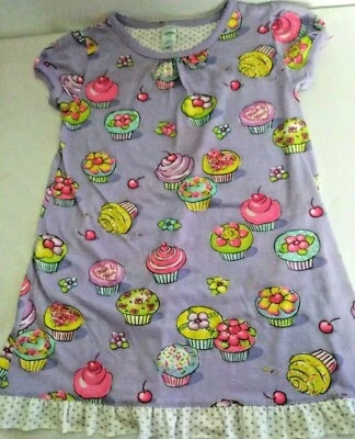 Nick & Nora Cupcake Fleece Pajama Top Sleep Shirt Purple Girls Size XS 4-5 - Image 1 of 4