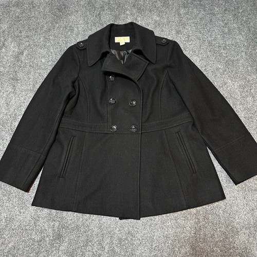 Giacca Michael Kors donna cappotto extra large nero misto lana collo abbottonato