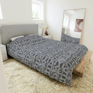 Copripiumone queen size con motivo floreale grigio per piumone comodino letto principale - Foto 1 di 4
