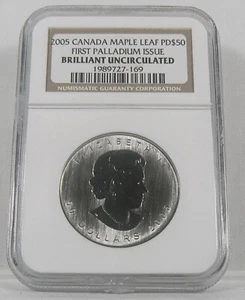 1 oz 2005 Canada Palladium Maple Leaf $50 NGC BRILLIANT UNCIRCULATED - Picture 1 of 2