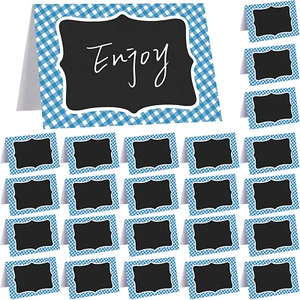 24 Pcs Blue Gingham Picnic Party Decoration Supplies 4 x 6 Inch Summer Themed Pa - Picture 1 of 6