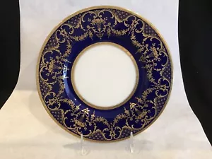 Antiguo plato de cena de porcelana Minton elevado azul cobalto dorado borde patrón H3254 - Imagen 1 de 15