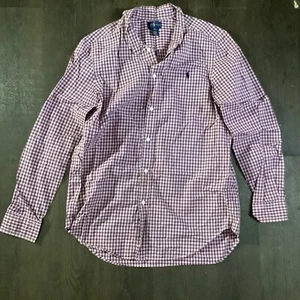 Polo Ralph Lauren Crimson and White Checked Long Sleeve Button Down - L - Picture 1 of 12