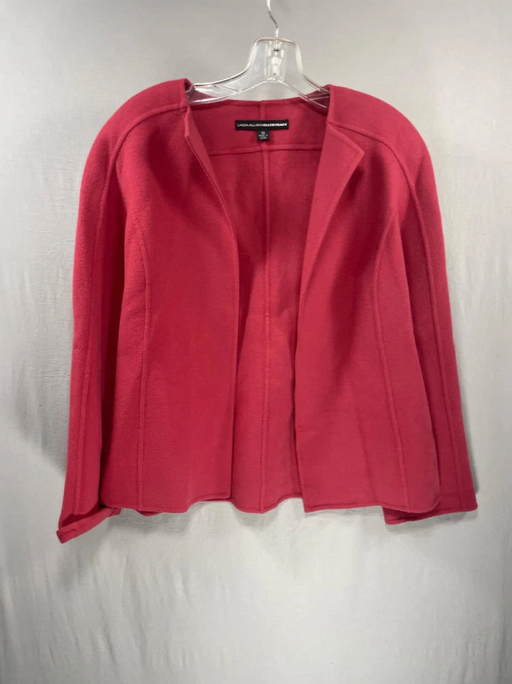 Linda Allard Ellen Tracy Wool Blazer Jacket Size 10 Women Pink Collar Open Front - Image 1 of 4