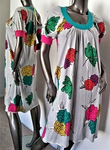 NWT-CATHERINE MALANDRINO GRAY MULTI FLORAL PRINT S/S SWEATER DRESS SZ-S MSP$375 - Picture 1 of 12