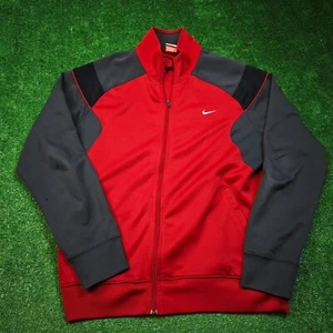 Suéter Nike vintage para hombre cremallera grande rojo gris bloque de color p... - Imagen 1 de 13