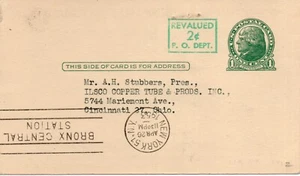 U.S. Stamp 1952 #UX39a Revalued 2c Commercial Card- ILSCO Copper Tube & Prods - Picture 1 of 2
