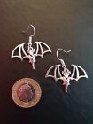 Ladies Silver Halloween Bat Hook Earrings Animal Gothic Gift Charm 
