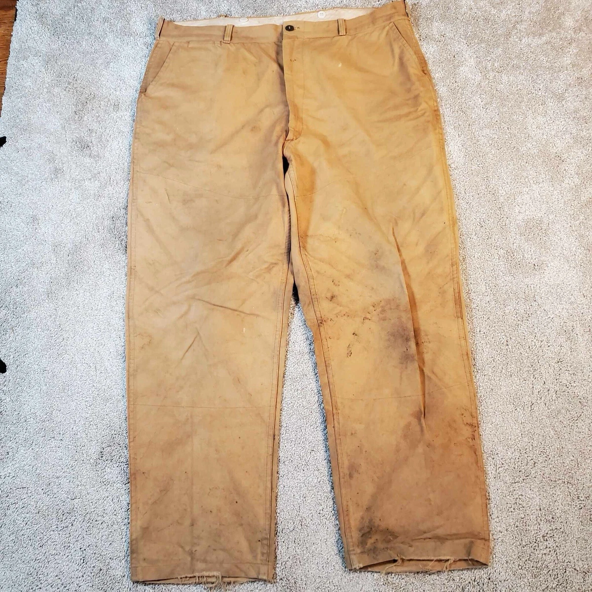 Vintage 1950s Drybak Canvas Hunting Trousers Distressed Size 40x29