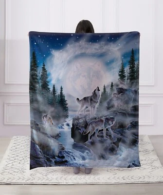 Regal Comfort - Moon Wolf - Manta estampada de piel sintética 50"x60" Foto 1 de 4