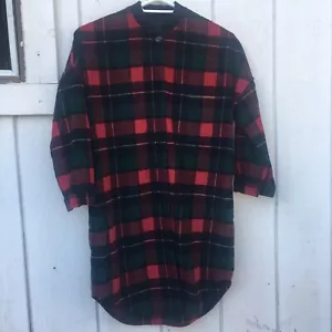 Women Buffalo Plaid Hooded Field Jacket Wool Red Black Coat Size M Fit For XL - Picture 1 of 9