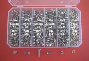 600 M5 SECHSKANTSCHRABEN SORTIMENT DIN 933 V2A-70 A2 EDELSTAHL +U.+MU.+BOX - Bild 1 von 1