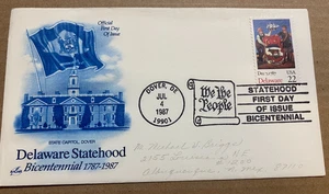 1987 Delaware Statehood FDC Illustrated First Day Cover Cachet 200 Year Anniv. - Picture 1 of 4