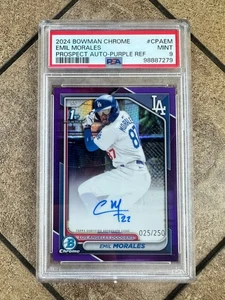 Emil Morales 2024 First Bowman cromo púrpura refractor Prospect automático/250 PSA 9 - Imagen 1 de 2