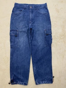 Pantalones de mezclilla de bolsillo cargo súper holgados vintage de los 90 de Nueva York Estados Unidos 34 estilo Rave Jnco Y2K - Imagen 1 de 12