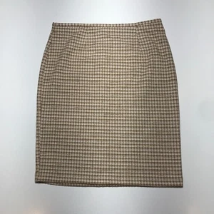 Womens Pencil Skirt Beige Tweed Metallic Thread Academia Career Stretch Size 8 - Picture 1 of 11