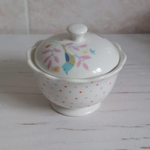 Portmeirion For John Lewis Secret Garden Sugar Bowl Pedestal Lidded Birds Dots - Picture 1 of 15