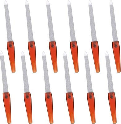 12 piezas lima de uñas de metal con punta puntiaguda mango antideslizante para uñas naturales hecha o Foto 1 de 4