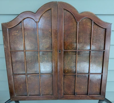 Gorgeous Set Of Antique Mahogany Flame Arch top Cabinet Doors 14" X 26 1/2" Each - Image 1 of 4