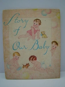 Geschichte unseres Babys Andenkenbuch 1929 Erinnerungsalbum Illustrierte Cover Luftballons - Bild 1 von 9