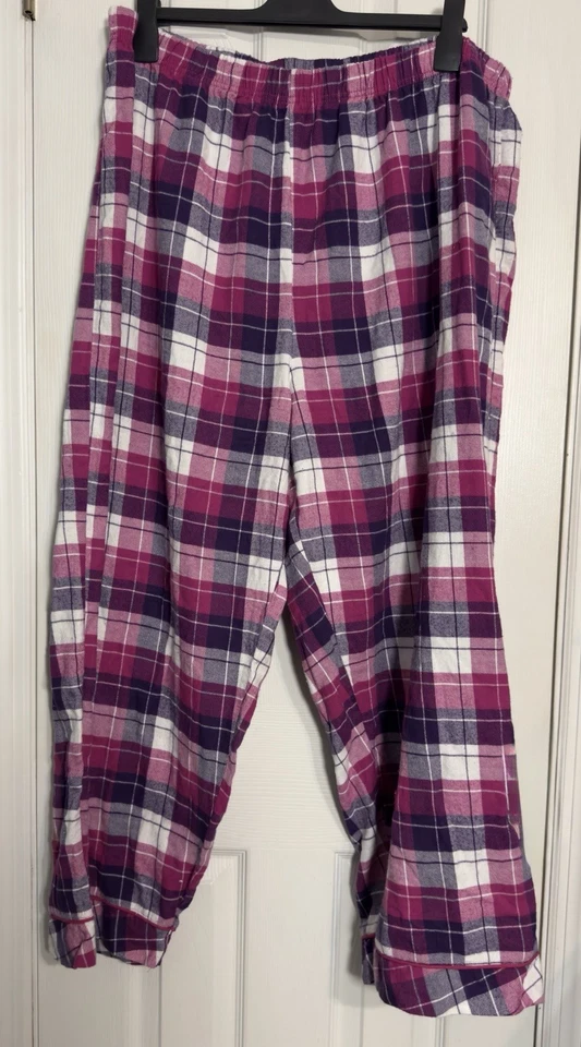 Only Necessities Pink/Purple Plaid Pajama Pants, 100% Cotton, 2X - Image 1 of 4