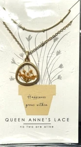 New -  Bellissima Queen Anne's Lace 14K Gold Orange Dipped Necklace - Picture 1 of 4