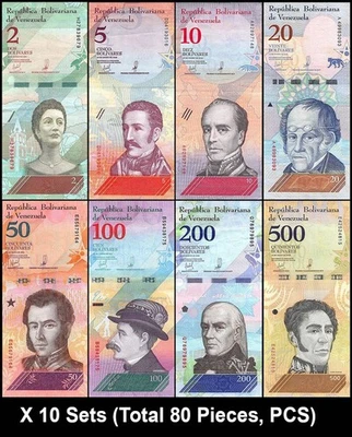 Venezuela 2-500 Bolivares Soberano 8 Pieces Set, 2018, P-88-100, Used X 10 PCS - Image 1 of 4