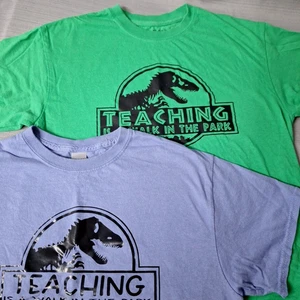 2 Grafik T-Shirts TEACHING IS A WALK IN THE PARK Jurassic Park Motiv Gr. M - Bild 1 von 11