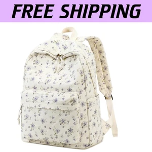 Grace Purple Flower School Backpack: Stylish Corduroy & Laptop Ready (17 Inch) - Picture 1 of 11