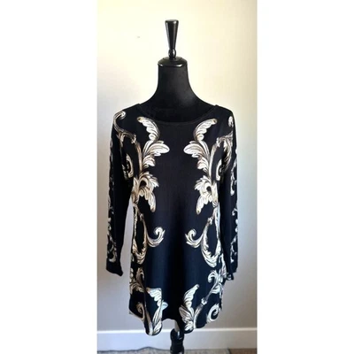 Túnica Boston Propia Para Mujer Corte Estado Cuello Barco Estampado Negro y Dorado Talla S Foto 1 de 4