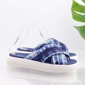 TOMS Women's Alpargata Mallow Sandal Size 9 Platform Slide Blue Tie Dye FlipFlop