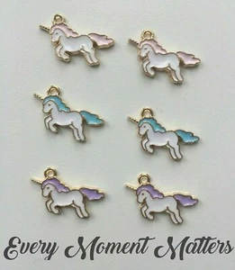 UNICORNS Enamel Pink, Blue or Purple Unicorn Charms Choose Colour & Qty - Picture 1 of 16