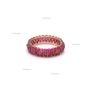 2mm Cabochon Natural Ruby Bubble Thick Band Ring Solid 14k Gold Bubble Ruby Ring - Picture 1 of 9