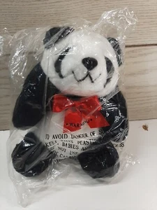 New Sealed 9 In. Plush Panda With Bow Tie - Picture 1 of 5