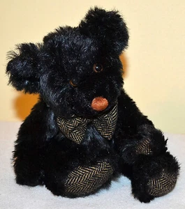 BLACK "RARE BEAR" #1482 Black Bear Plush Stuffed Animal Toy~BOW TIE, BROWN NOSE - Picture 1 of 6