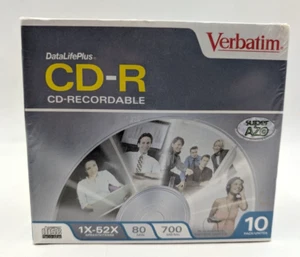 Paquete de 10 estuches delgados de medios grabables Verbatim CD-R 700mb 80min 52x NUEVO - Imagen 1 de 5
