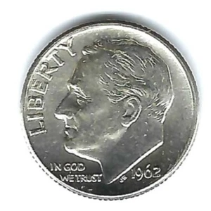 1962-D Denver Brilliant unzirkulierter Geschäftsstreik Roosevelt Silberwürfel! - Bild 1 von 2