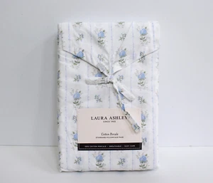 Laura Ashley Sweet Buds Blue Floral Print Set of 2 Cotton Standard Pillowcases - Picture 1 of 3