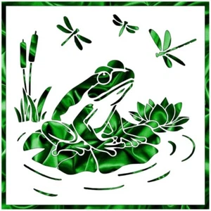 11.5"x11.5" Clear Plastic Stencil - Frog on Lily Pad (ROA2) (.007") - Picture 1 of 2