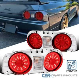 Fit 1989-1994 Skyline GT R32 JDM Red LED Tail Lights Brake Lamps Left+Right - Picture 1 of 8