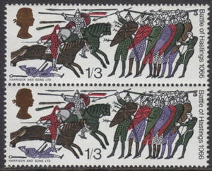 1966 BATTLE OF HASTINGS VARIETY SG712b 1/3d CLUB FEHLER UNMONTIERT NEUWERTIG - Bild 1 von 2