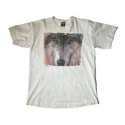 Camiseta Blanca Hábitat Lobo Años 90 De Colección Talla L Lobos Naturaleza Animales Vida Silvestre Foto 1 de 4