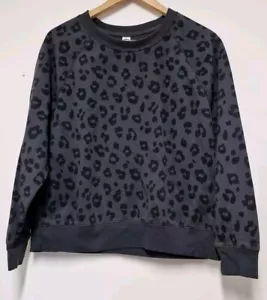 Ladies Grey Old Navy Leopard Print Sweatshirt Size L - Picture 1 of 3