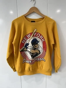 Vintage 80s New York Super Sluggers Baseball yellow crewneck | size L - Picture 1 of 6