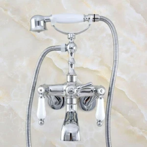 Bathroom Chrome Brass Wall Mounted Bathtub Clawfoot Tub Faucet Adjustable 3 3/8" - Picture 1 of 9