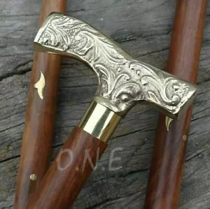 Vintage Brass Head Handle Antique Style Victorian Wooden Cane Walking Stick Gift - Picture 1 of 4