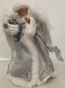 Vintage Dan Dee 12" silver Angel Tree Topper with feather wings - Picture 1 of 7