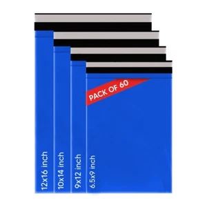 60 x Blue Mailing Bags Mixed Sizes 6.5x9, 9 x 12, 10 x 14, 12 x 16 (25Pcs Each) - Picture 1 of 7