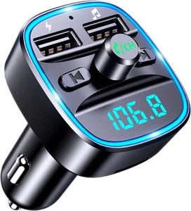 Transmetteur FM Radio Bluetooth 5.0 voiture Chargeur USB MP3 allume cigare - Picture 1 of 5