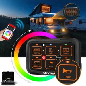 Auxbeam 6 Gang Switch Panel RGB w Toggle Momentary Pulsed For Boat Truck Car ATV - Picture 1 of 12